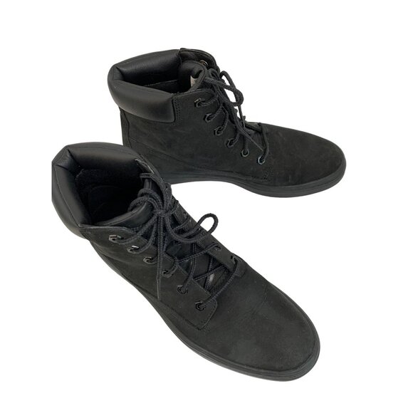 Womens 8.5 Timerland Black Suede Leather Combat Boots Ankle EUC Lace Up 7092 - Picture 5 of 12
